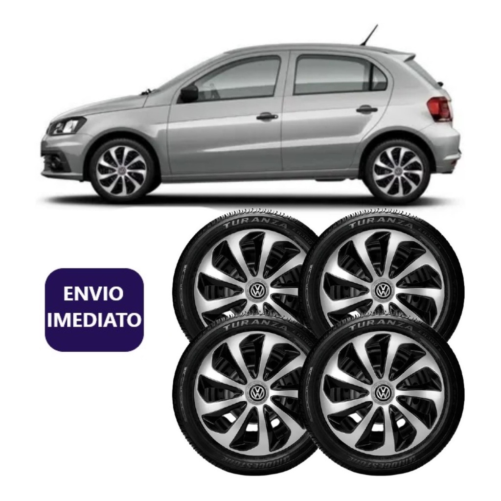 Jogo 4 Calotas Aro 14 Pre/Pra Vw Gol Fox Polo Up Parati Sav.