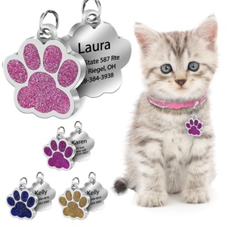 Etiquetas Personalizadas De Cachorro Gato Gravada Cão Pet Nome Coleira Pingente Acessórios Para Animais De Estimação De Pata Glitter Pendant em Oferta na Shopee