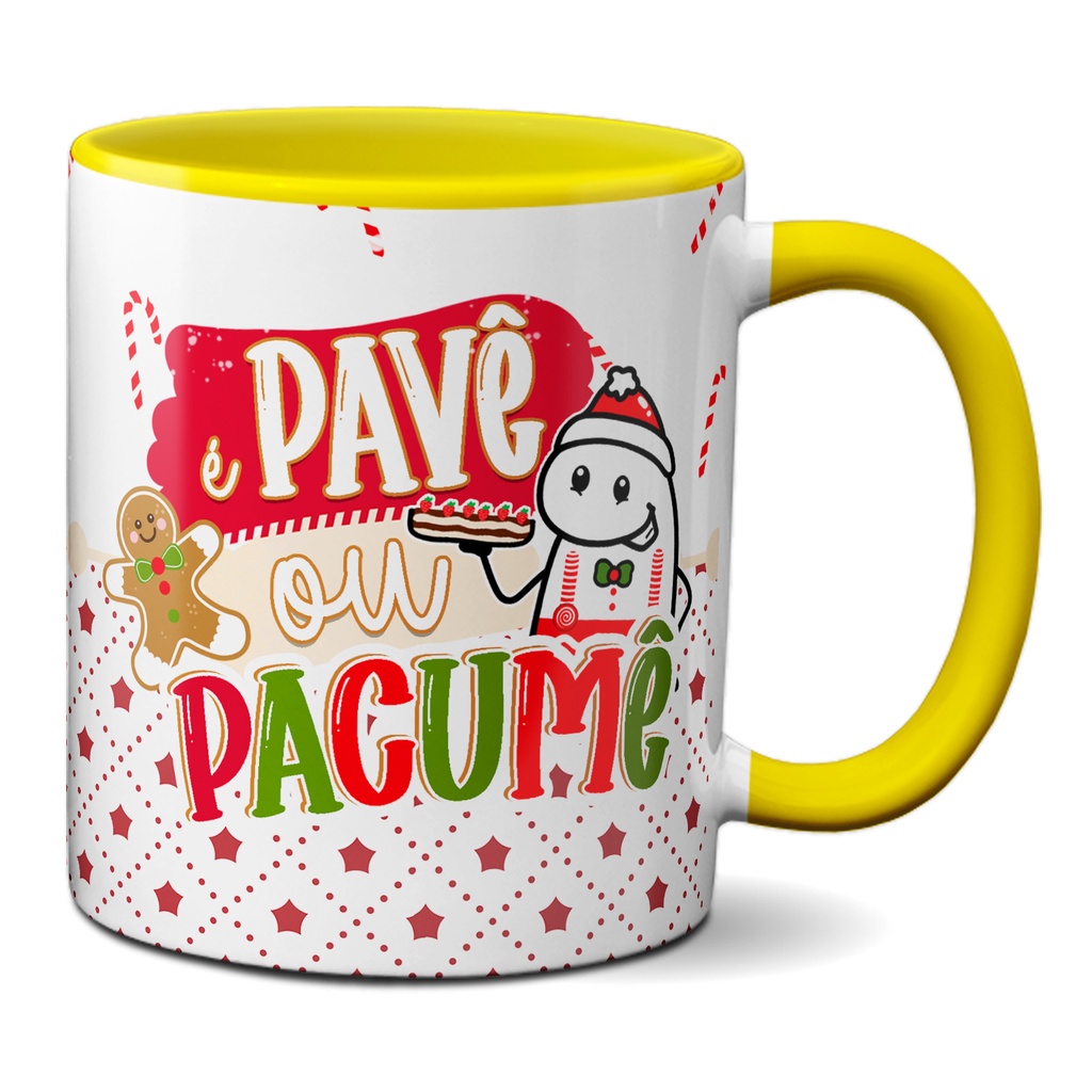 Xícara Flork de Natal Frase Engraçada Pavê ou Pacumê