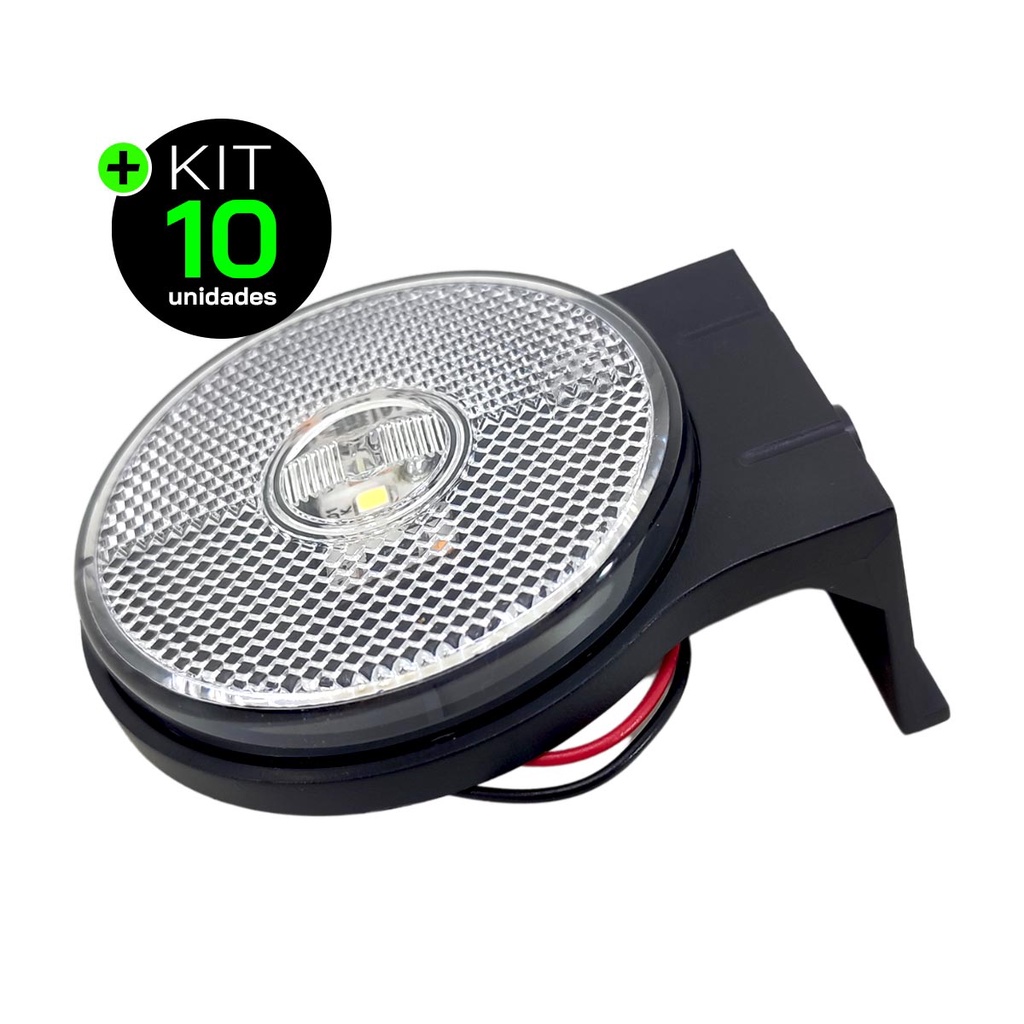 Kit 10 Lanternas Lateral Carreta LED Cristal 65mm com Suporte com Fio 12V 24V em Oferta na Shopee