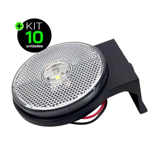 Kit 10 Lanternas Lateral Carreta LED Cristal 65mm com Suporte com Fio 12V 24V em Oferta na Shopee