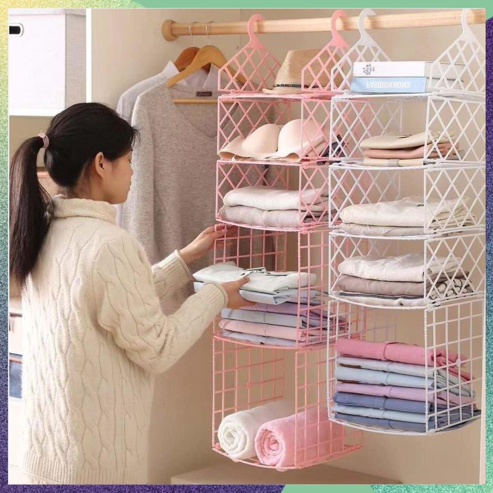 Armário Organizador De Roupa Dobrável De Multicamadas Prateleira De Pendurar Quarto