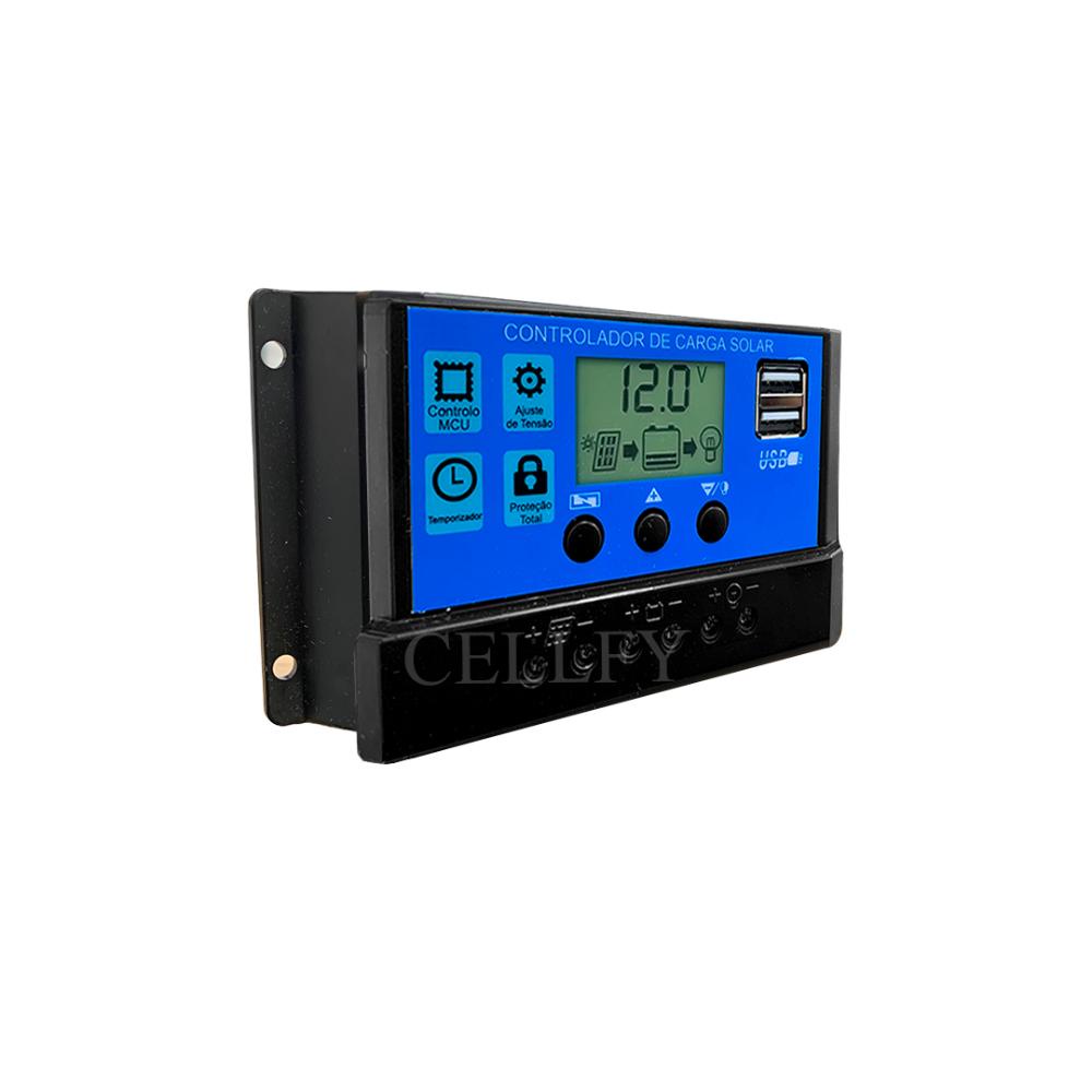 Voltímetro Digital de Carga Energia Solar Pwm LCD USB 20A