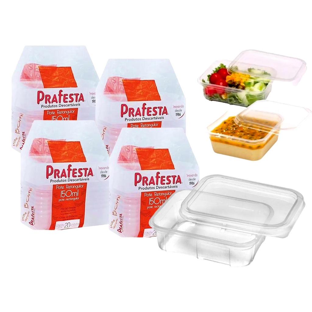 Kit 4 Potes Descartáveis 150 ml Freezer Microondas Marmita - 80 Und em Oferta na Shopee