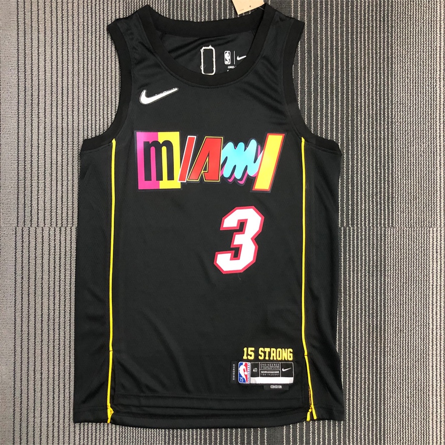 Wade No . 3 Miami Heat City Edition Hot Press Camiseta Esportiva De Basquete Para A Temporada 2022