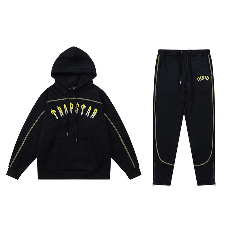 Trapstar gradient embroidered yellow and white fleece hooded