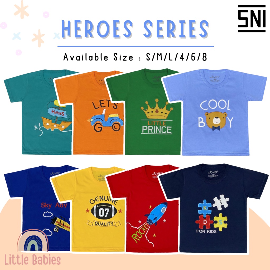 T-Shirt Bebê E Criança Tamanho 1-8 Anos " HEROES EDITION Bordado "/Roupas De Menino KELFI