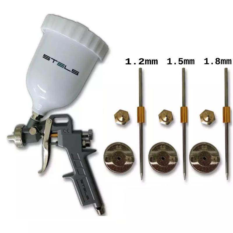 Pistola de Pintura 600 ML Tipo Gravidade com Kit de Bocais STELS em Oferta na Shopee