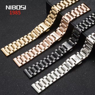 Pulseira De Aço Inoxidável NIBOSI , Refinado Sólido Relógio Duplo Borboleta , Acessórios Para 22mm em Oferta na Shopee