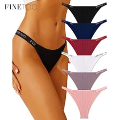 FINETOO 6pçs/Conjunto Roupa Íntima Feminina Algodão Corte Alto Calcinha Biquíni Cintura Baixa Hipster Mulheres Sexy Cheeky Underwear