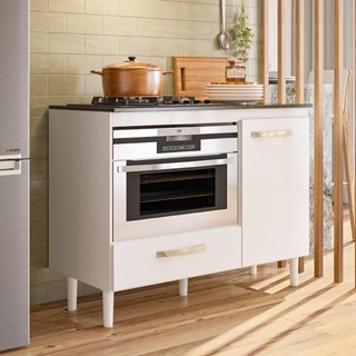 Balcão Cozinha para Cooktop 105cm com 1 Porta e 1 Gaveta