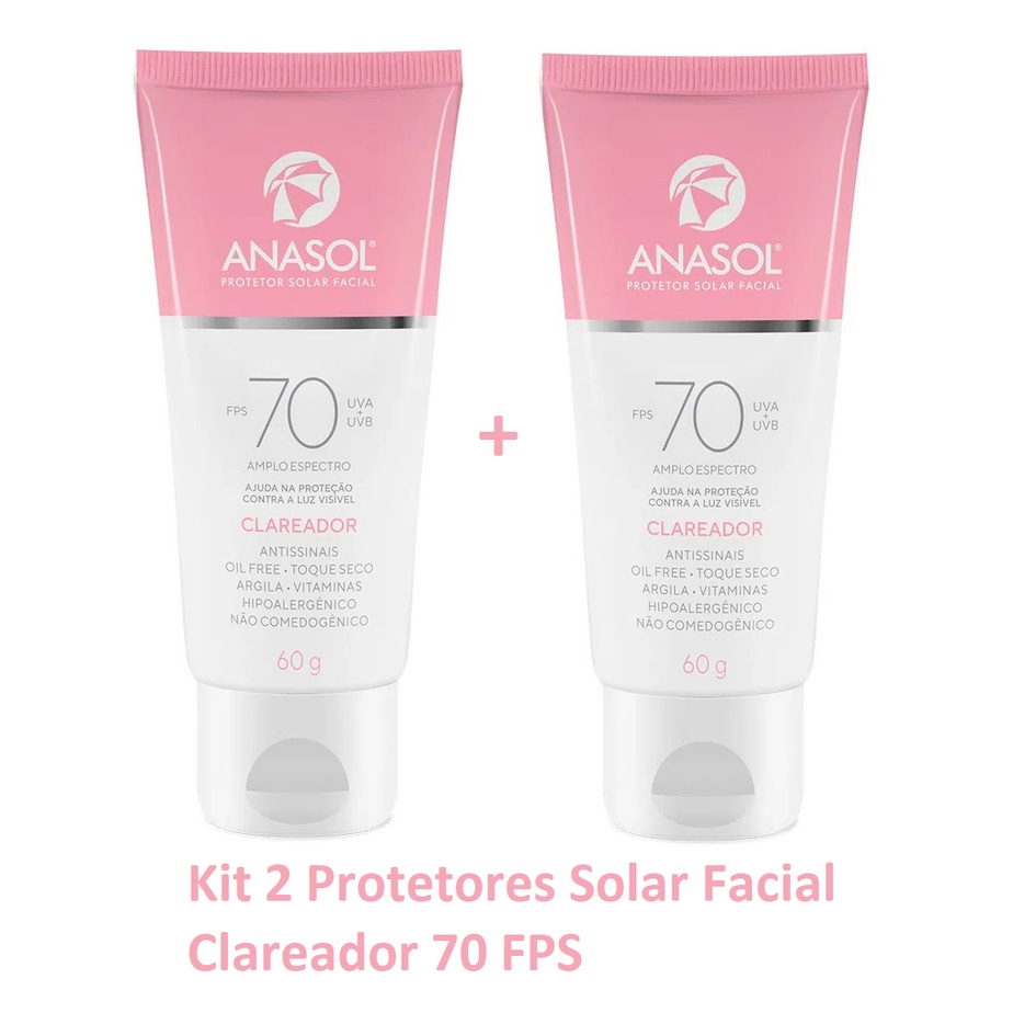 Anasol Kit 2 Protetores Solar Clareador Facial FPS 70 Anasol 60g em Oferta na Shopee