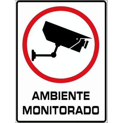 Kit 5 Placas De Aviso Sinalização Ambiente Monitorado 15x20 em Oferta na Shopee