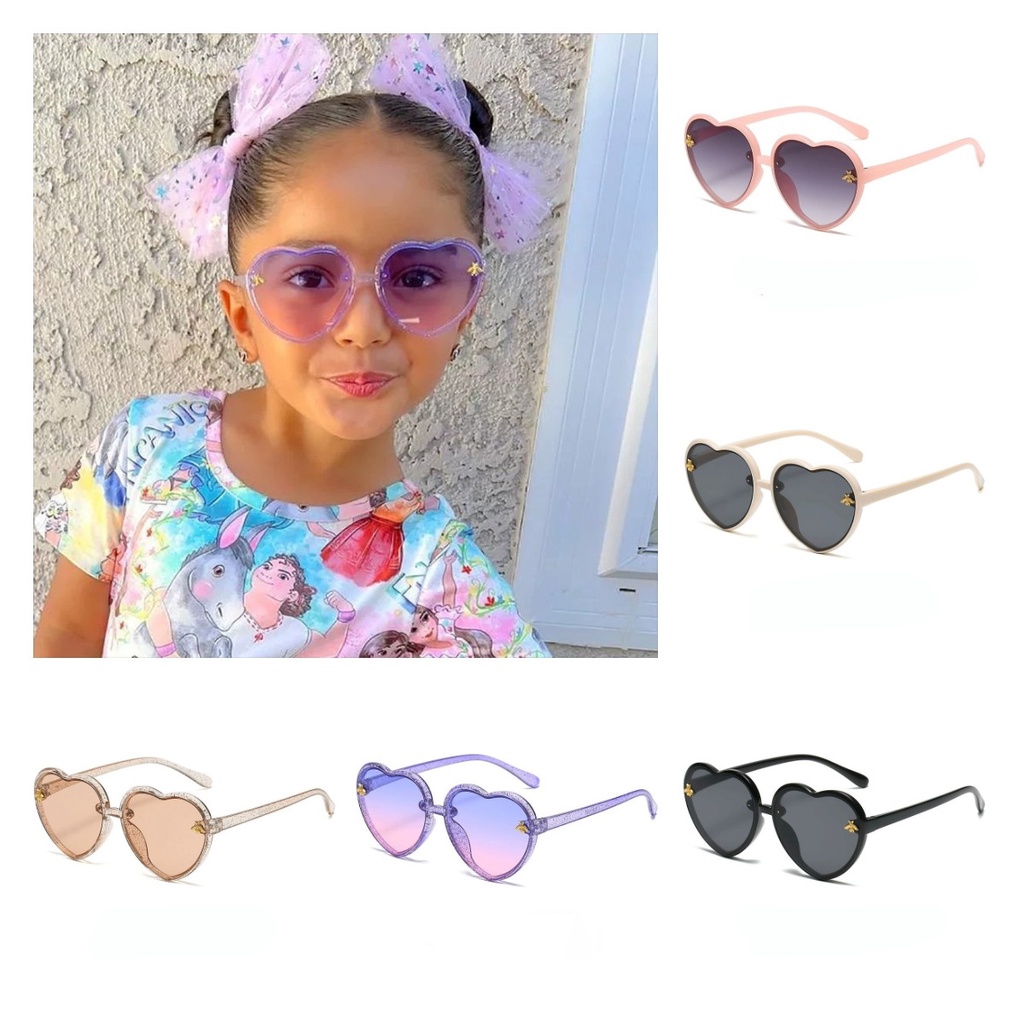 Óculos De Sol Com Formato De Coração Para Crianças Nova Moda Em Forma Bebê Masculino E Feminino Proteção UV Infantil