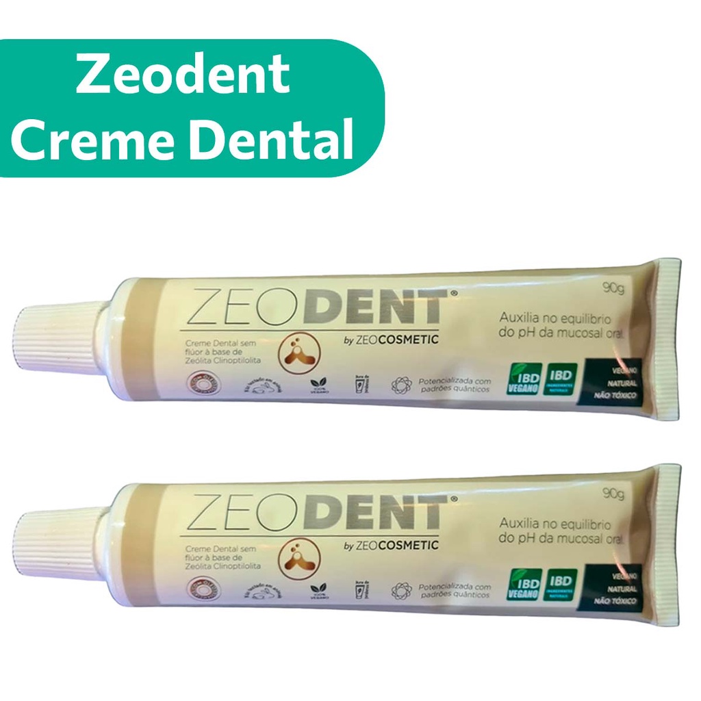2 Zeodent Creme Dental Sem Flúor Base Zeólita Clinoptilolita Vegano do Thomas 90g