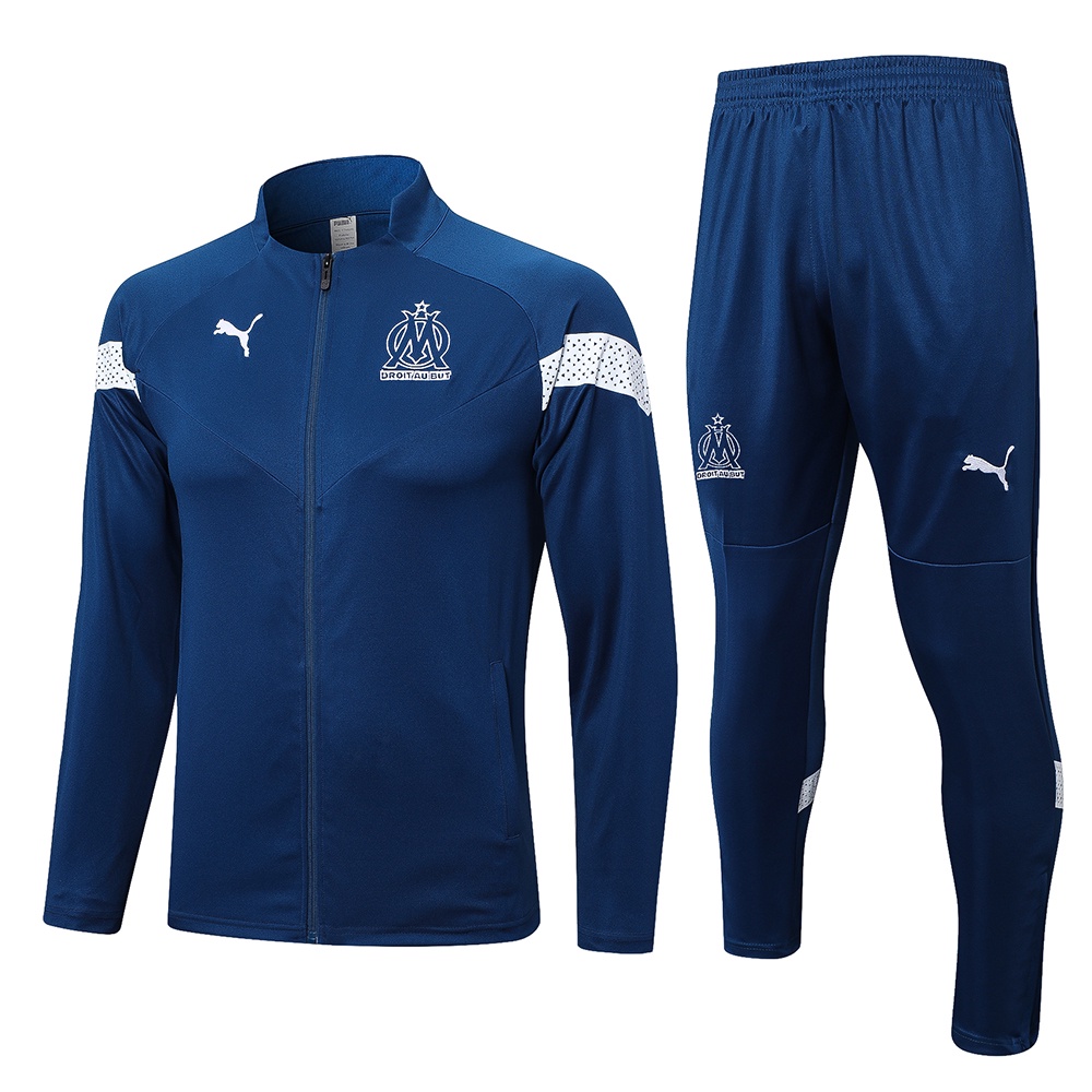 2022/23 Marselha Homens Fato De Treino De Futebol De Manga Comprida Jaqueta Esportiva E Calça