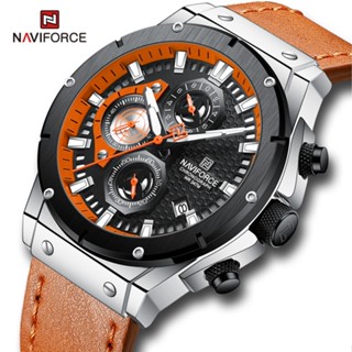 Relógios NAVIFORCE 8027 Relógio De Pulso Masculino Esportivo Multifuncional Moda Pulseira De Couro Analógico Homens