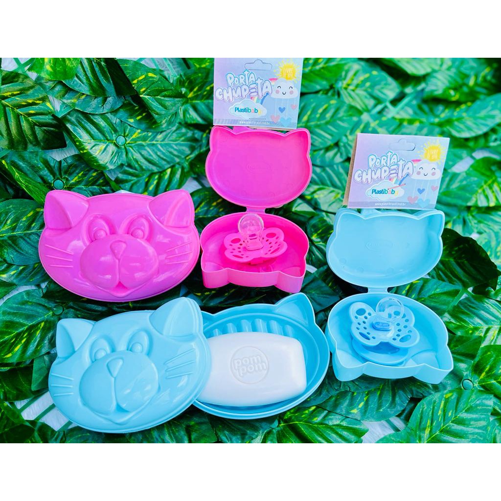 Kit Saboneteira + Chupeta + Porta Chupeta para Bebe em Oferta na Shopee