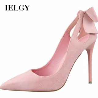 Salto Alto Feminino IELGY Com 10 cm Laço fashion Camurça