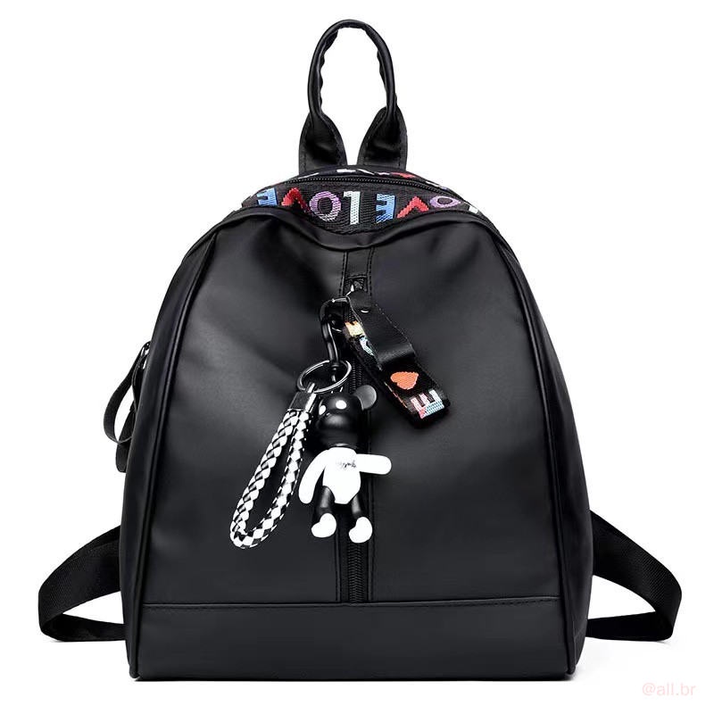 Crazy Bag Mochila Bolsa Feminina Pequena Casual Escola Com Chaveiro Preta