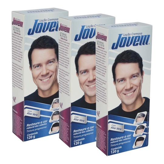 KIT Com 3 Loção Jovem Cremoso 120g Escurecedora De Cabelo