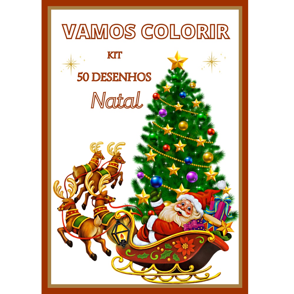50 Desenhos para colorir De Natal Papai Noel - em folha A4 | Shopee Brasil