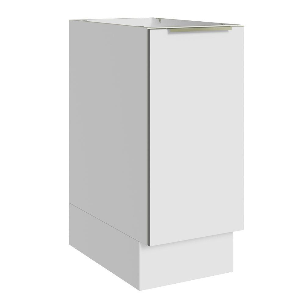 Balcão Madesa Lux 35 cm 1 Porta (Sem Tampo) - Branco/Branco Veludo - Home & Living