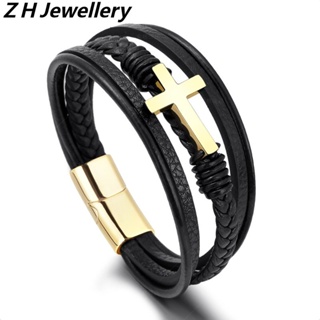 [Z H Bijuteria] Hip Hop Rock Retro Moda Masculina Em Aço Inoxidável Pulseira Cruzada Festa Joias Acessórios em Oferta na Shopee