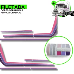 Faixa Decorativa Cabine Scania 113 1994 a 1997 Rosa Pink Roxo T/R