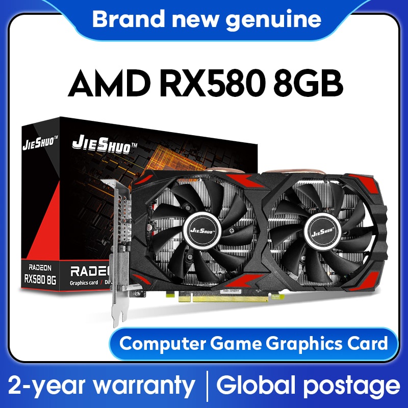 Jieshuo AMD rx 580 8g Placas Gráficas Para Cartão De Vídeo gddr5 gpu rx580 8gb 256bit 2048sp Computador