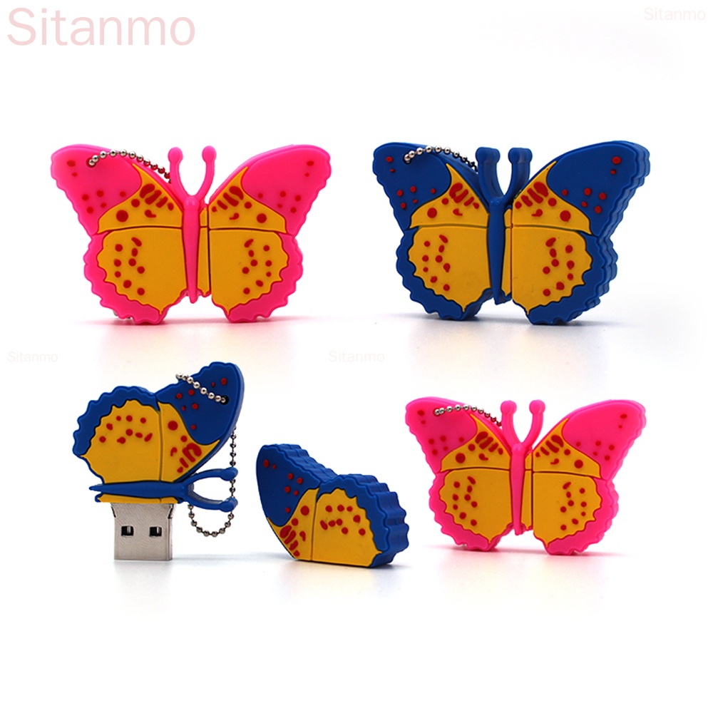 Pendrive Dos Desenhos Animados 128GB 1TB 2TB USB Borboleta 1GB 2GB 4GB 8GB 16GB 32GB 64GB Flash Drive De Alta Velocidade