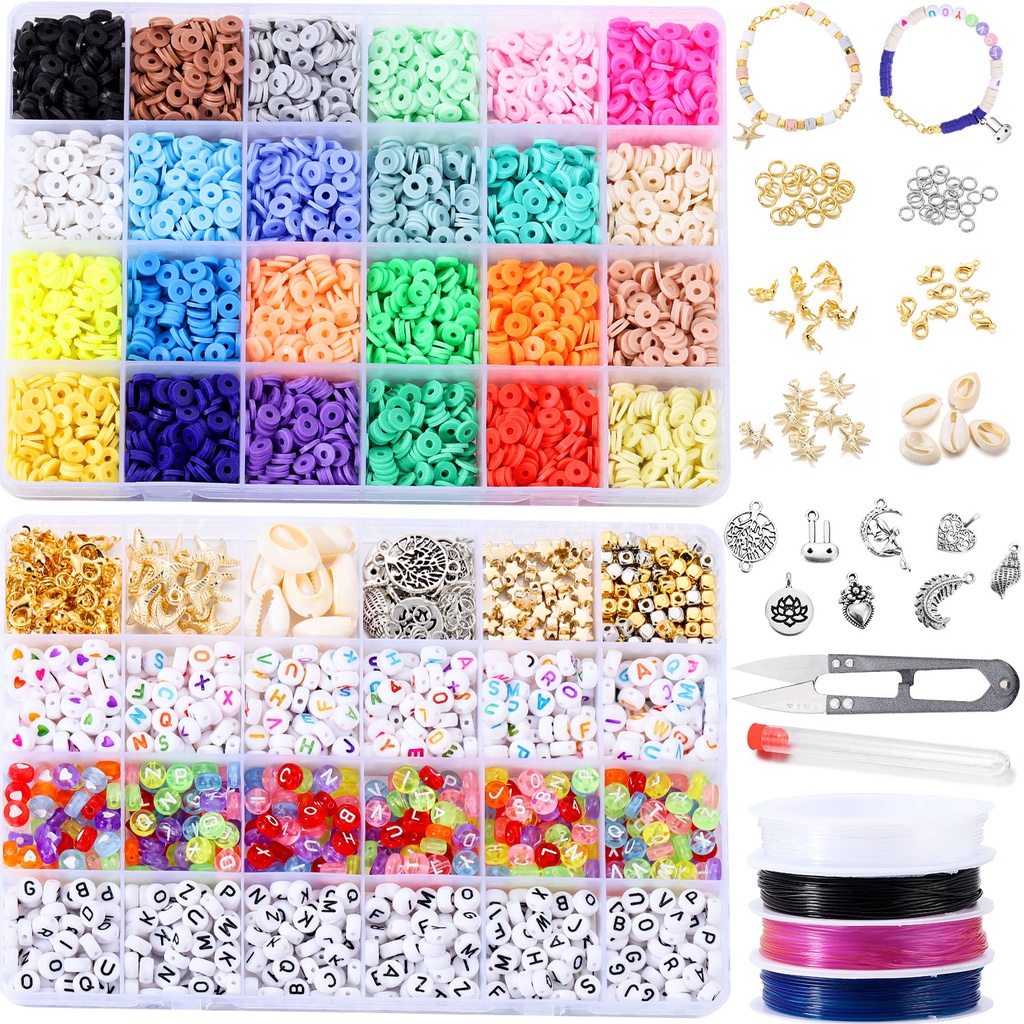 ST.KUNKKA Pulseira infantil com contas de cerâmica macia DIY conjunto de contas presente criativo infantil