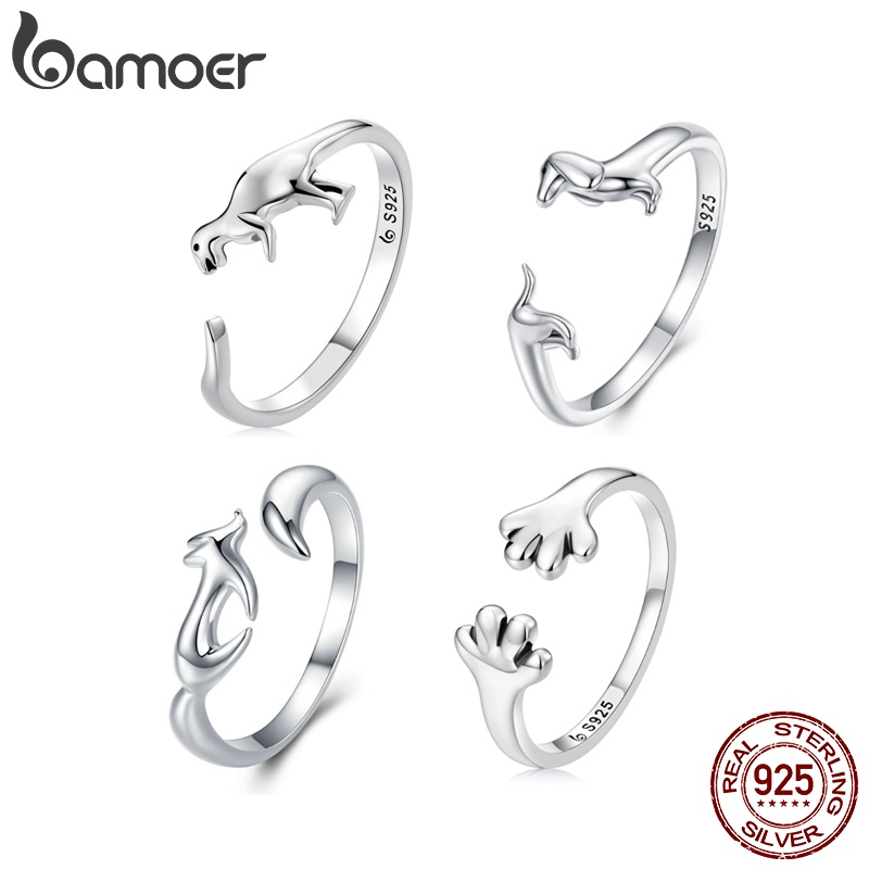 Bamoer Anel Aberto Ajustável 925 Versão Para Cães De Estimação De Prata Mulheres Jóias Delicadas BSR226 em Oferta na Shopee