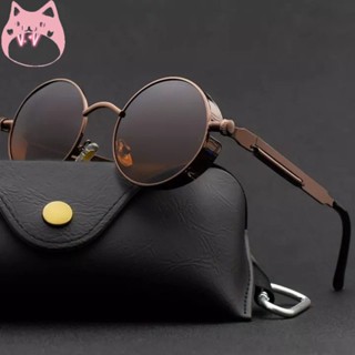 Clássico Novos Óculos De Sol Punk Feminino Anti-Refletivo Espelho Redondo Metal Vintage Homens Uv400 HGF