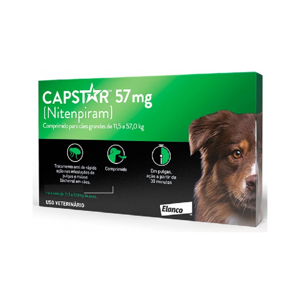 Capstar 57mg Cães 11 A 57Kg Com 6 Comprimidos antipulgas - Pets
