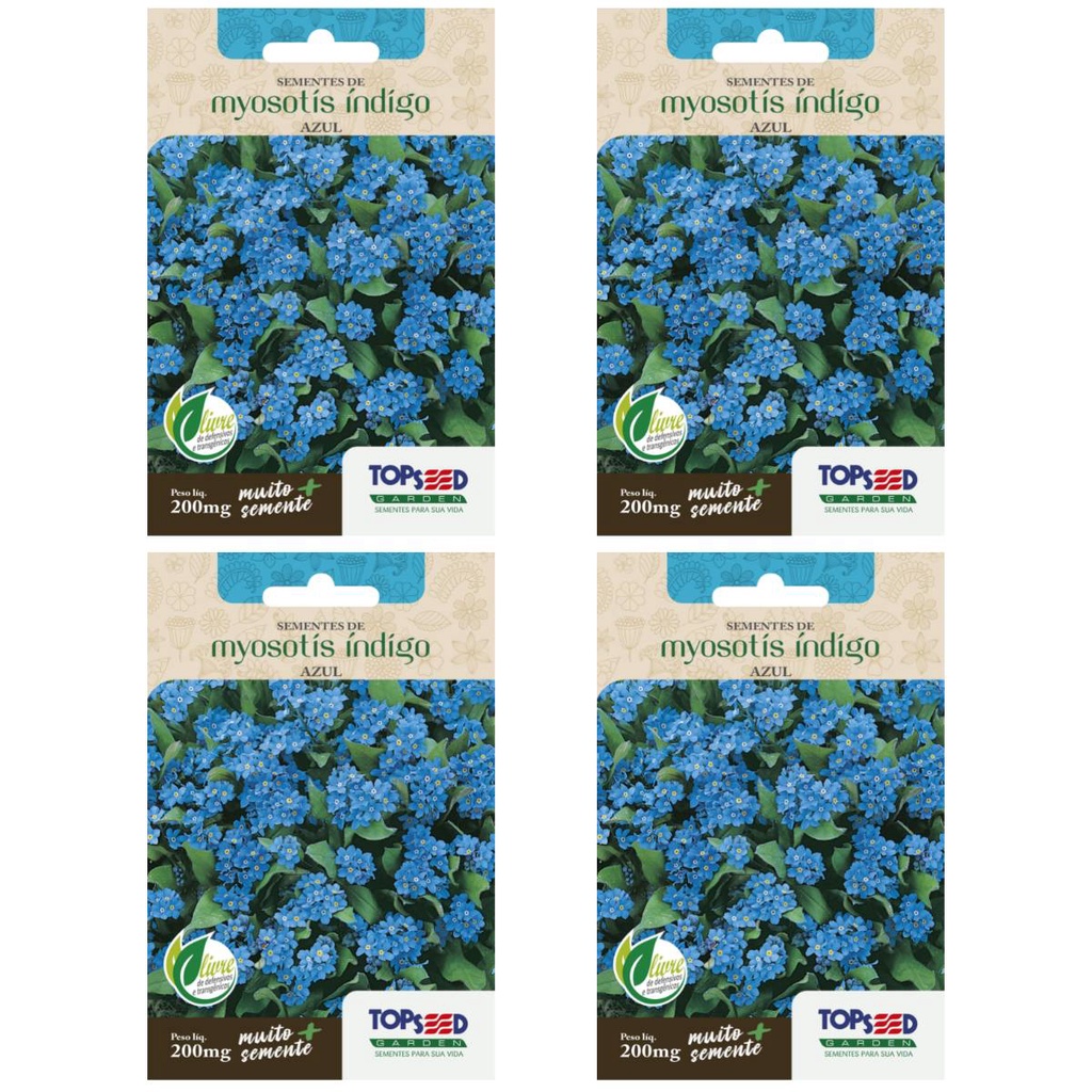 4X Sementes de Myosotis Índigo [Azul] TOPSEED