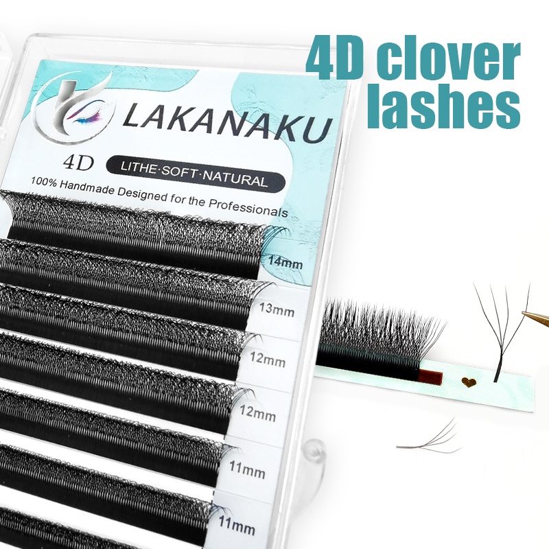 LAKANAKU 4D W Shape Lashes Individual Extensões De Cílios Feitas À Mão Natural Fãs De Volume Pré-Fabricados Cilios
