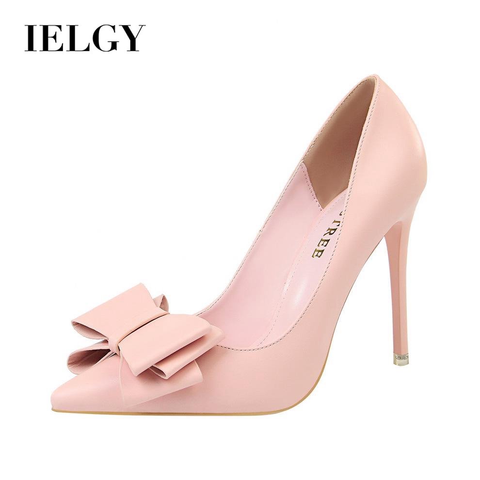 IELGY Bow-Salto Alto-Fashioned Doce 10.5 Centímetros Stiletto Rasa Apontou Sapatos Da Moda Das Mulheres