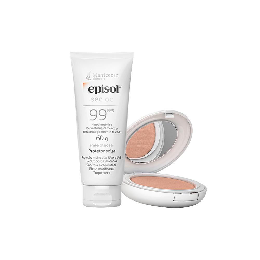 Kit Mantecorp Cuidado da Pele - Protetor Solar Facial FPS99 e Protetor Solar em Pó FPS50 Clara
