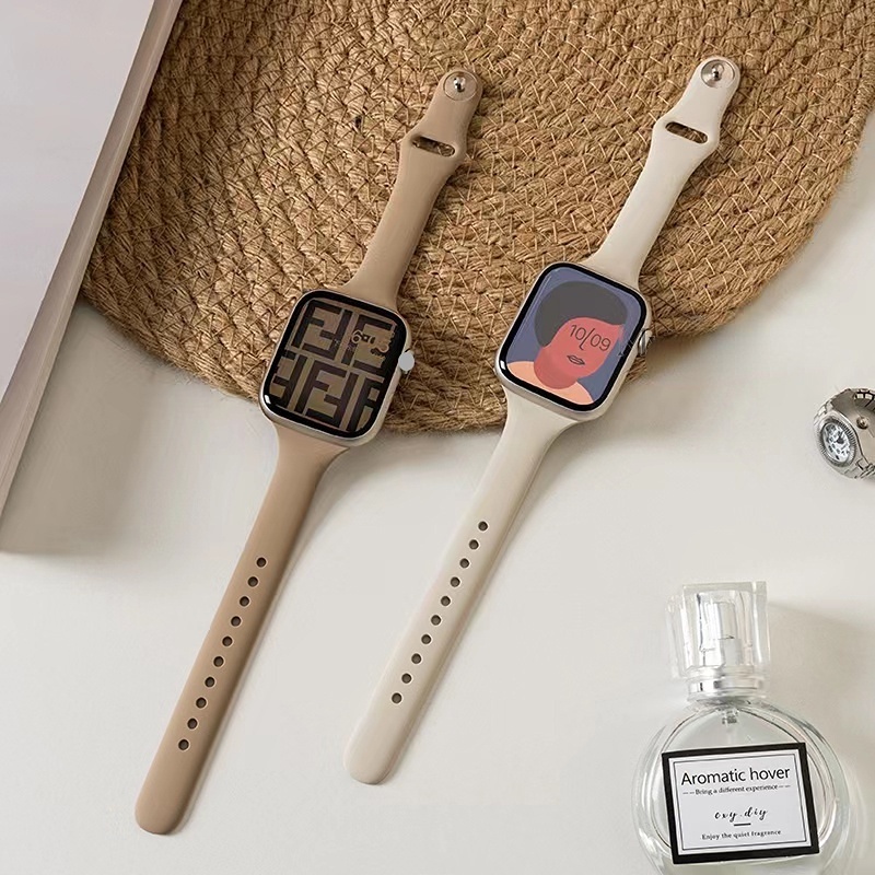 【 23 Cores 】 Candy Pulseira Fina De silicone Para Apple Watch band 46mm 42mm 40/41/44/45/49mm iwatch Série 11 10 9 8 7 6