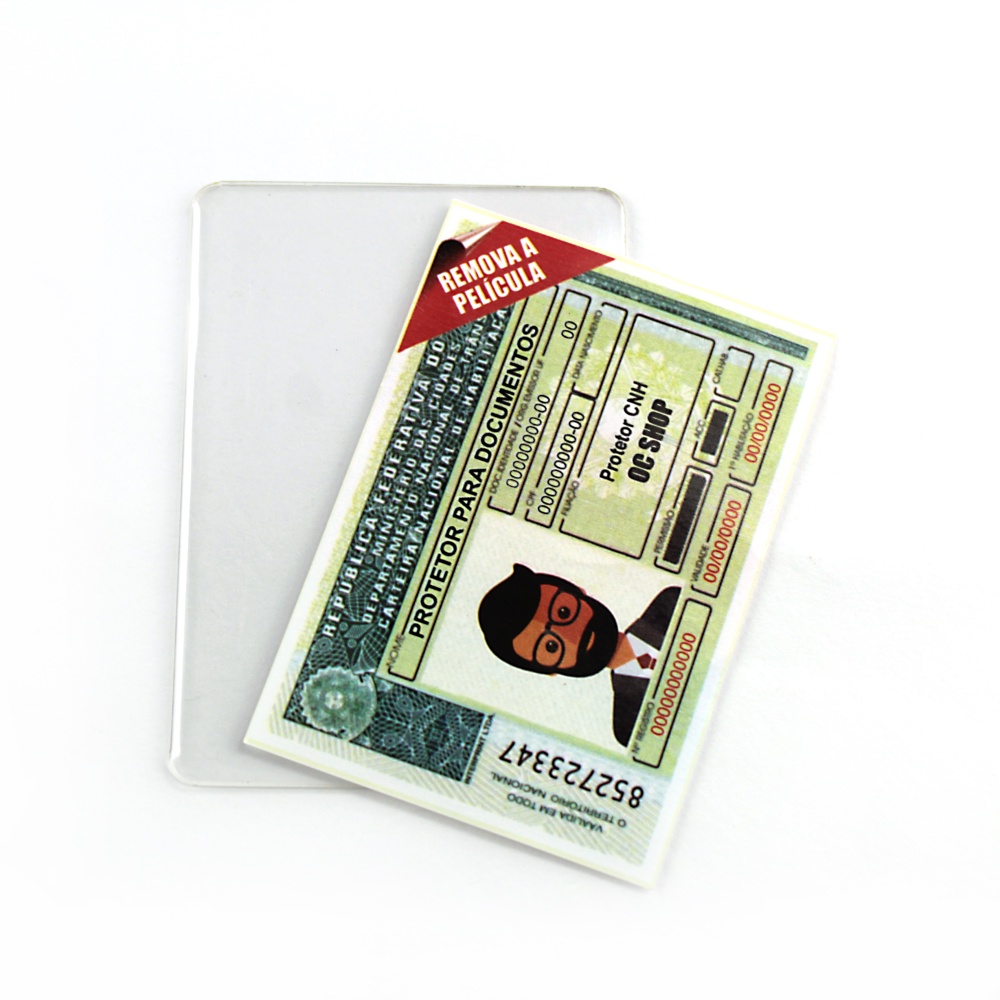 Capa Porta Acrílico Plástico Cnh Carteira Habilitação 100 Un