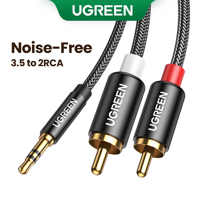 Ugreen Cabo Trançado De Nylon De 3,5mm Para 2rca / Auxiliar / Hifi / Estéreo / Y / Splitter em Oferta na Shopee