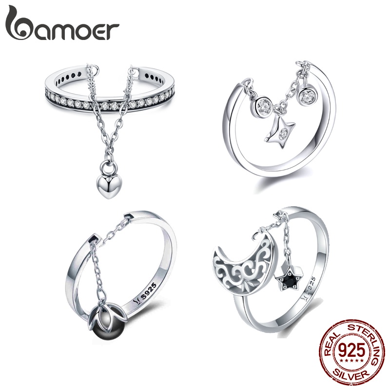 Bamoer Anel Aberto Ajustável 925 Versão Em Corrente De Moda Para Jóias Delicadas SCR567 em Oferta na Shopee