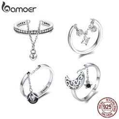 Bamoer Anel Aberto Ajustável 925 Versão Em Corrente De Moda Para Jóias Delicadas SCR567