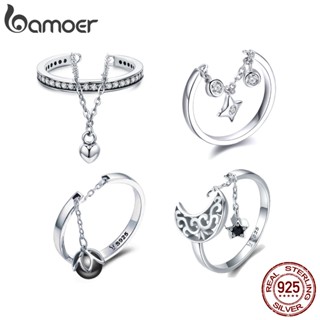 Bamoer Anel Aberto Ajustável 925 Versão Em Corrente De Moda Para Jóias Delicadas SCR567