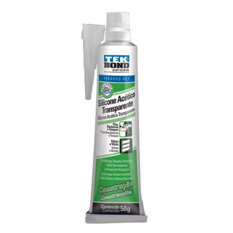 Adesivo Silicone Acético Construção Multiuso 50g Transparente Reparo Vedação Fixação Vidros E Etc. - Home & Living