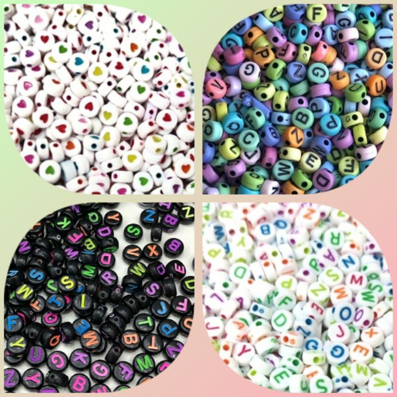 Kit Miçanga Disquinho Infantil Alfabeto-letras 4 Modelos 50gr cada