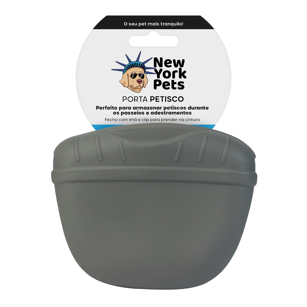 Porta Petisco para Adestramento silicone NYPets com suporte - CInza
