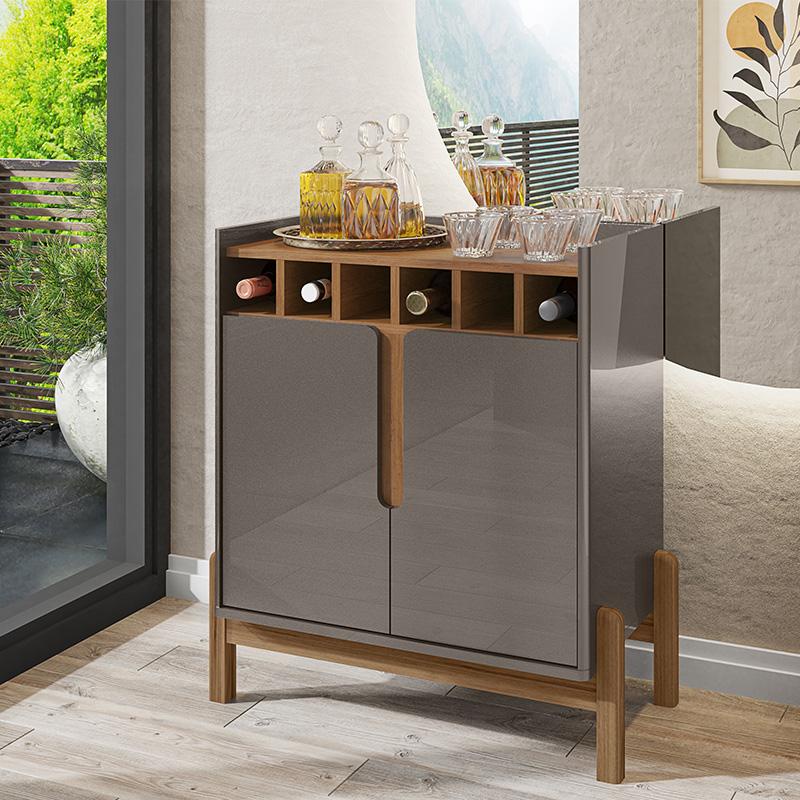 Aparador Bar Lizz Adega para 6 Garrafas Pé de Madeira Maciça em Oferta na Shopee