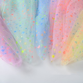 Tecido De Gaze Colorido Amor Impresso Feito De Bricolage Princesa Infantil Vestido De Cabeceira Fios De Laço/FABRIC